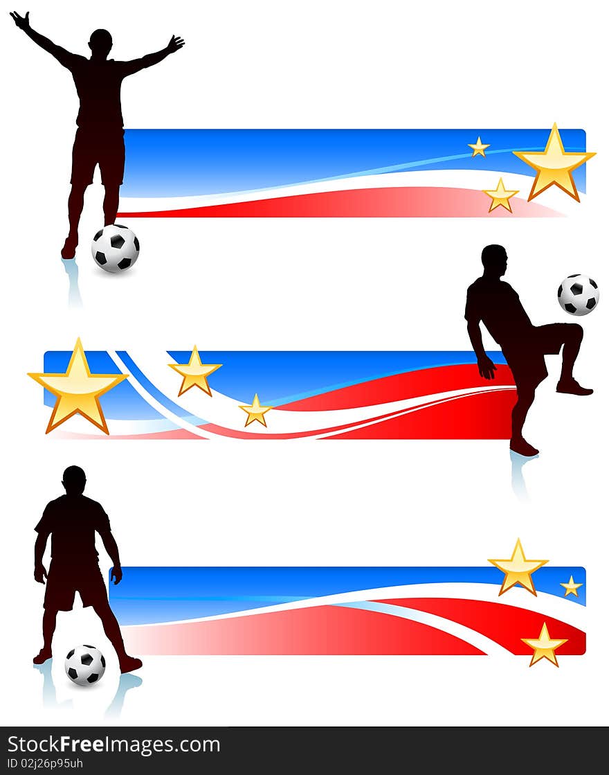 Soccer Players with Patriotic Banners