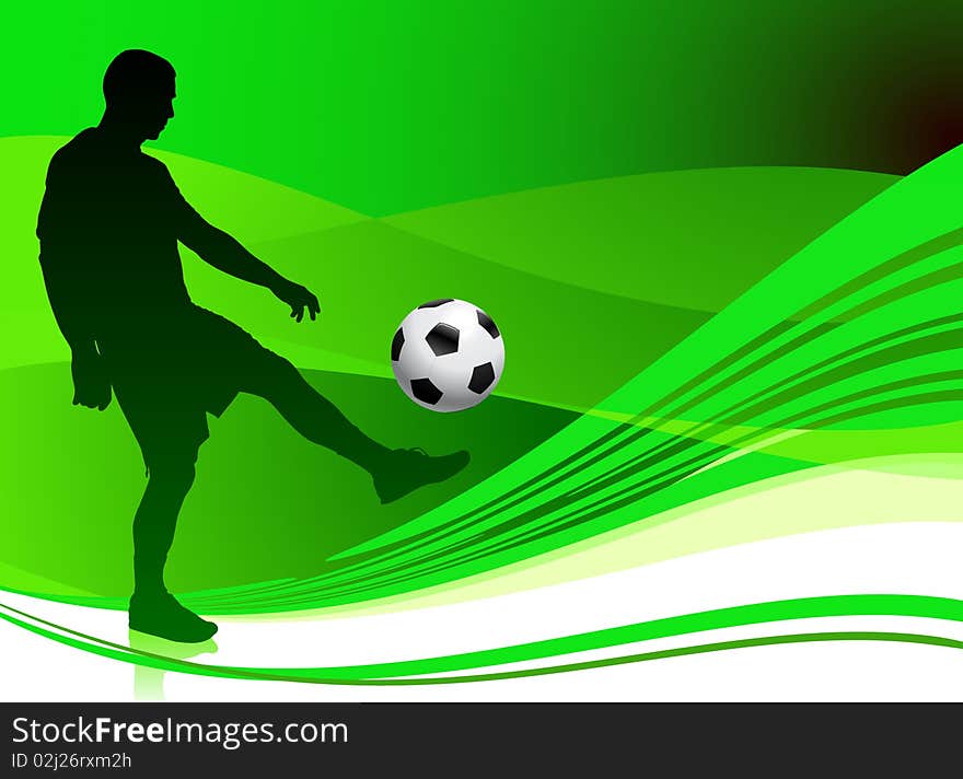 Soccer Player on Abstract Green Background