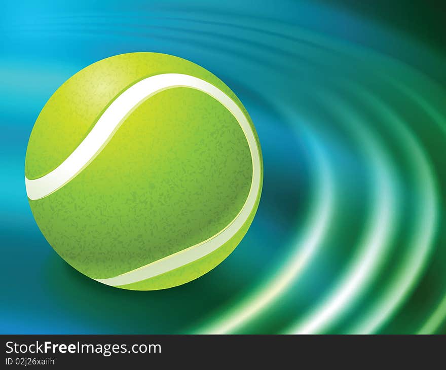 Tennis Ball On Abstract Liquid Wave Background