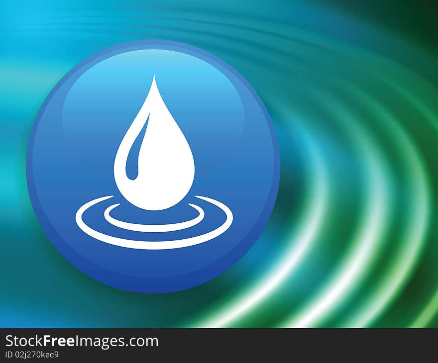 Water Droplet On Abstract Liquid Wave Background