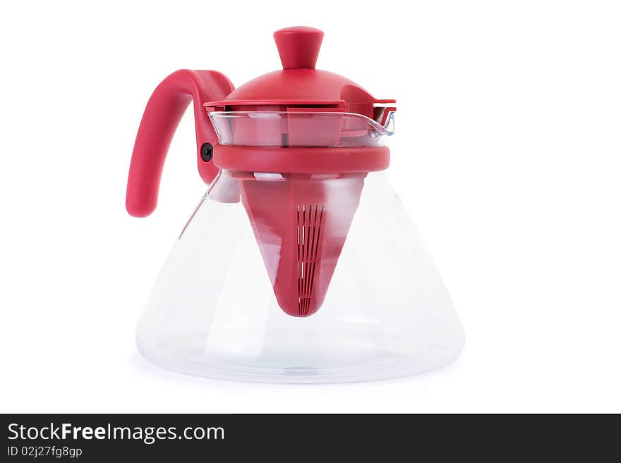 Series. A glass teapot isolated on a white background