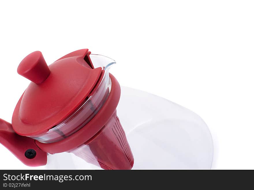 Series. A glass teapot isolated on a white background