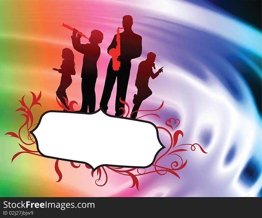 Live Music Band on Abstract Liquid Wave Background Original Illustration