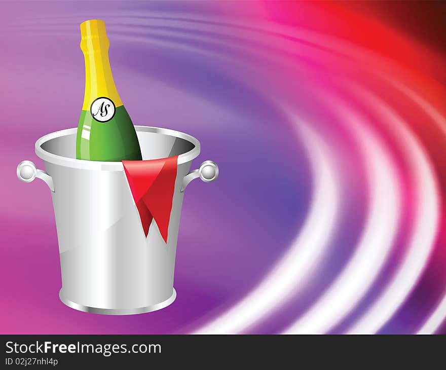 Champagne On Abstract Liquid Wave Background