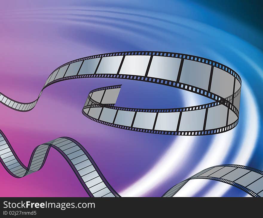 Film Reel On Abstract Liquid Wave Background