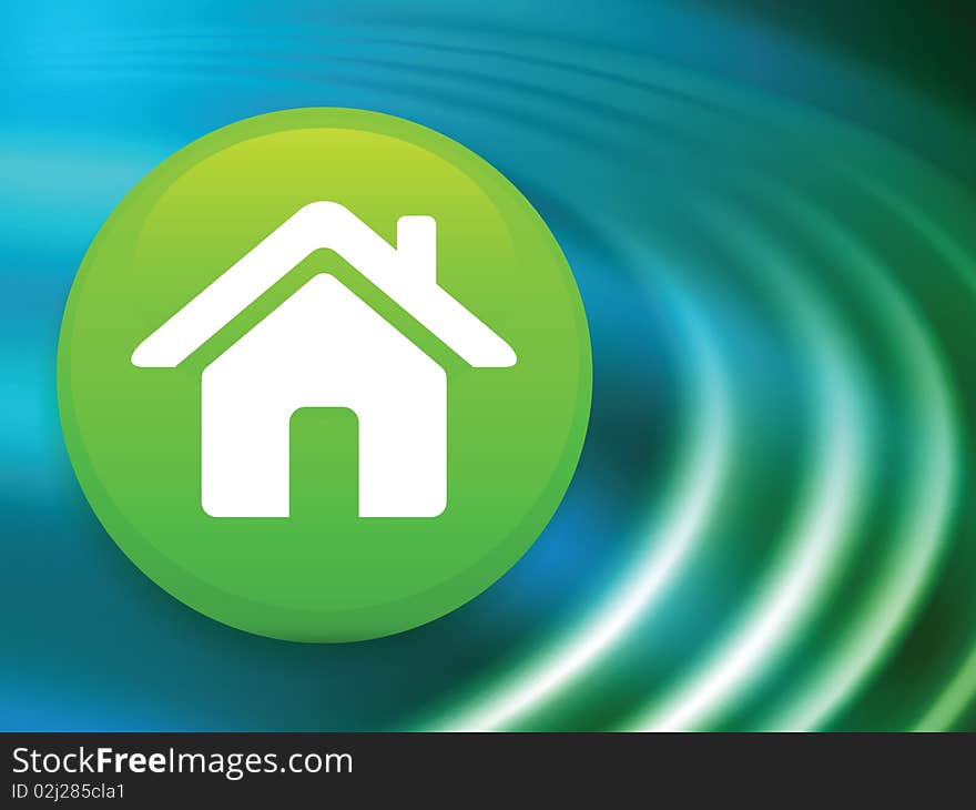 House Button On Abstract Liquid Wave Background