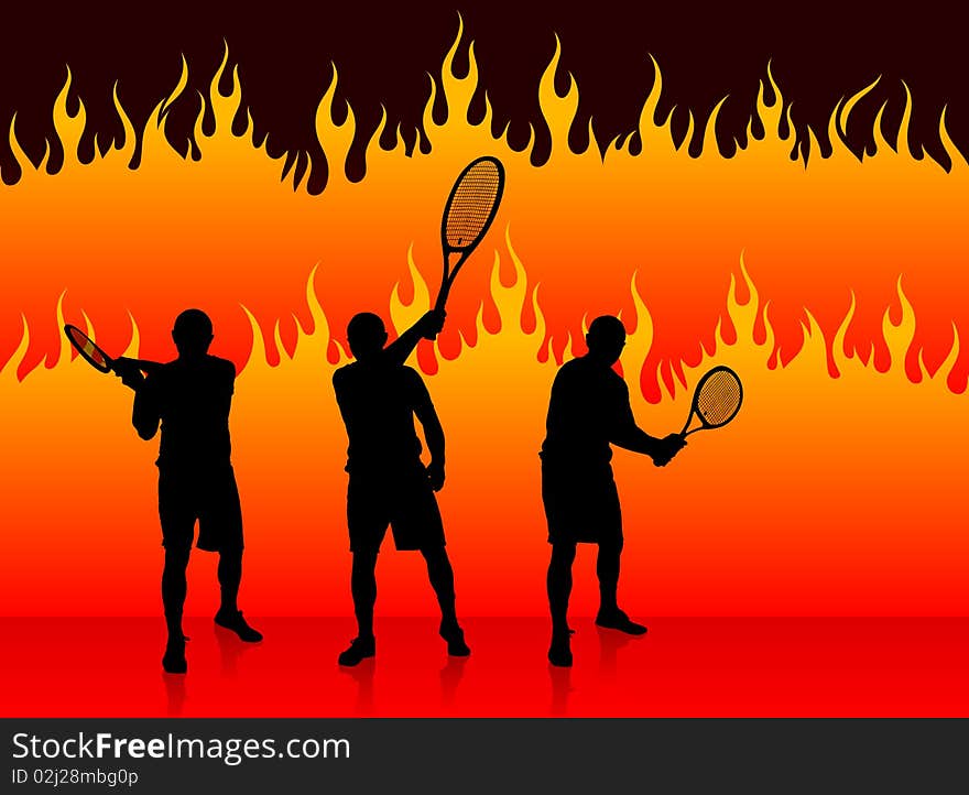 Tennis Team on Fire Background
Original Illustration