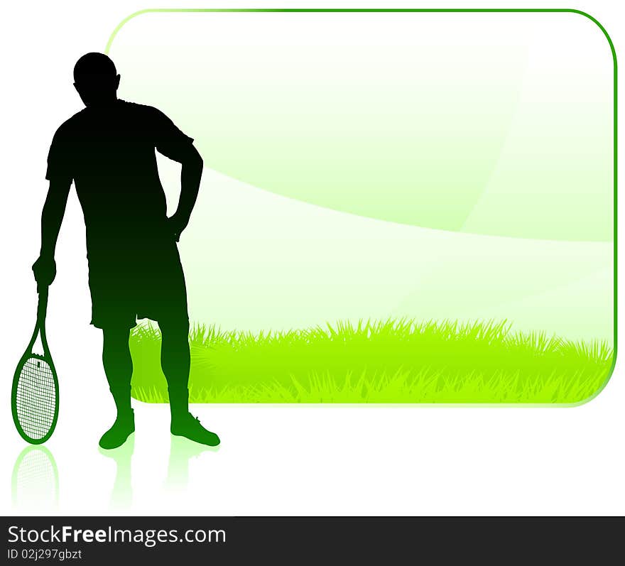 Tennis Player with Blank Nature Frame