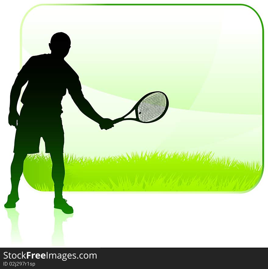 Tennis Player With Blank Nature Frame