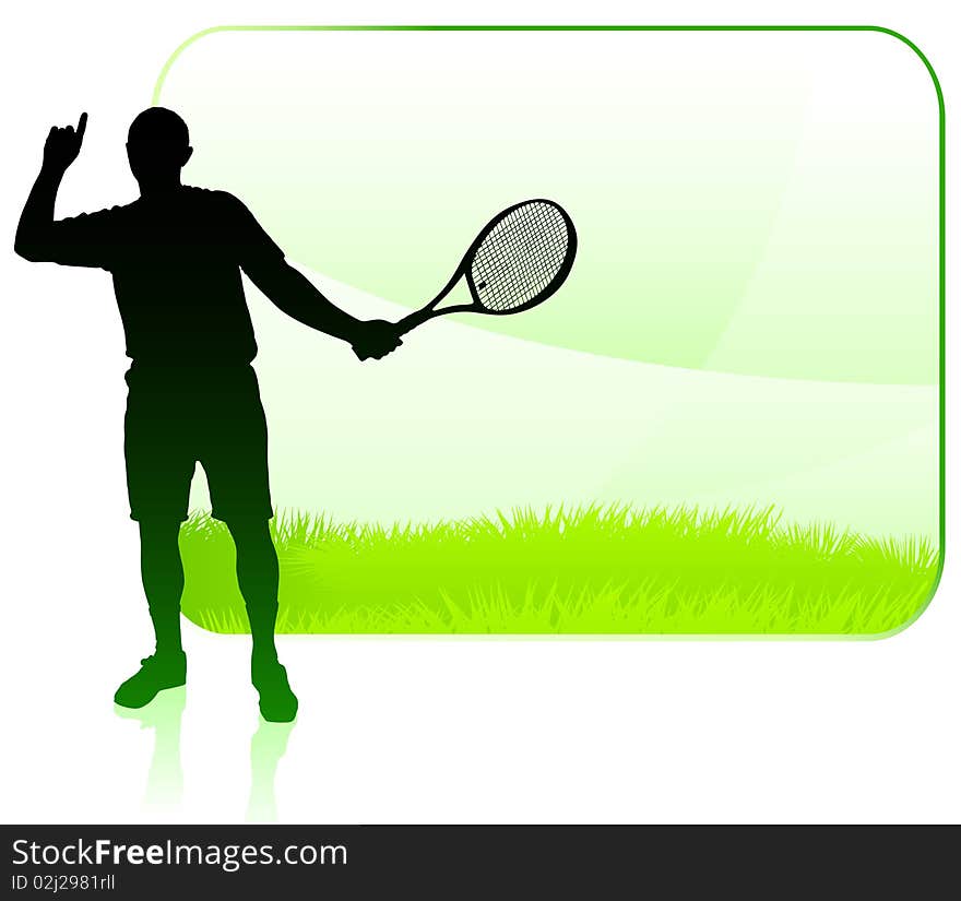 Tennis Player With Blank Nature Frame