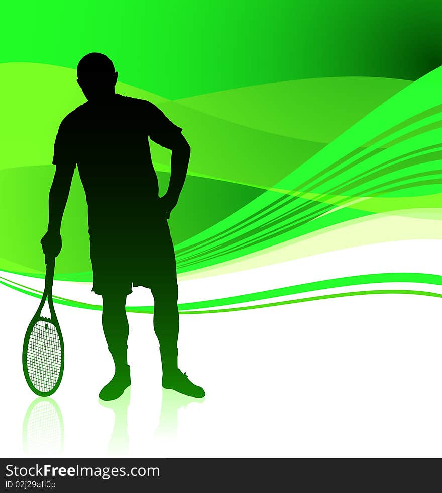 Tennis Player on Green Abstract Background
Original Illustration