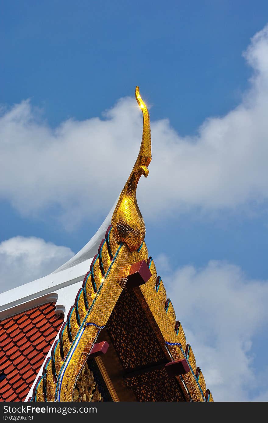 Old thai style roof top and sky