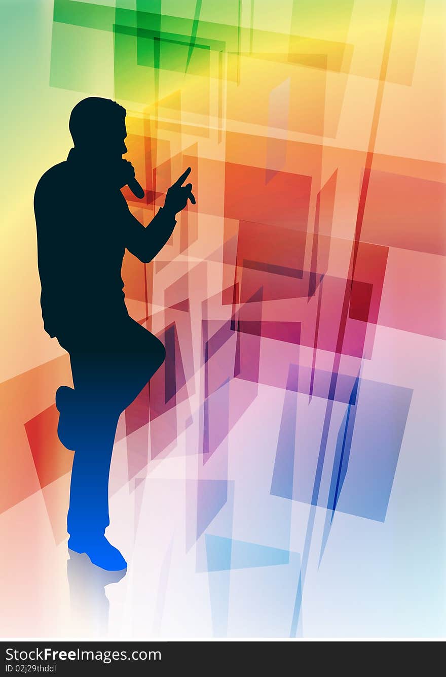 Singer on Abstract Background