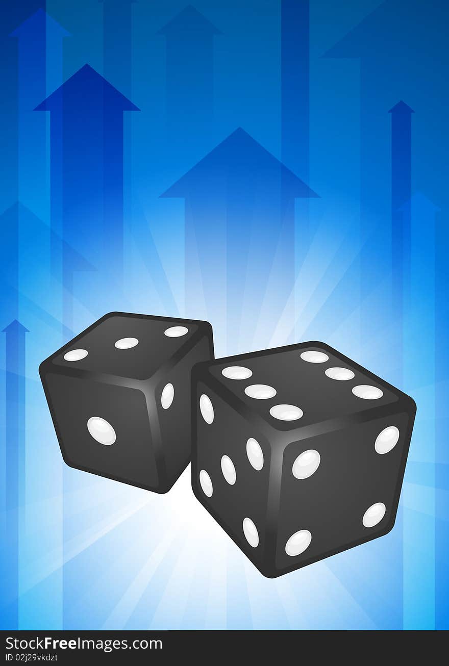 Dice on Blue Arrow Background