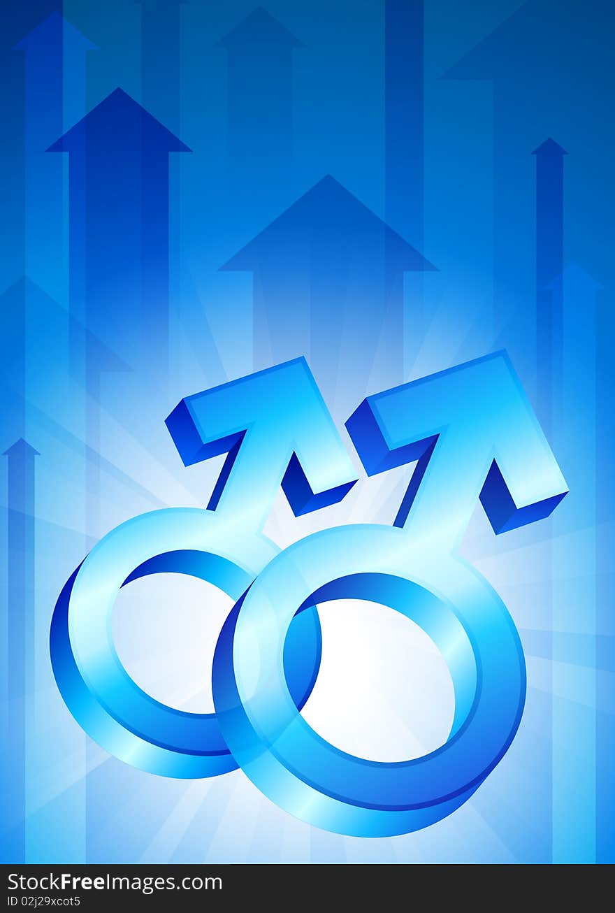 Gay Gender Symbols on Blue Arrow Background