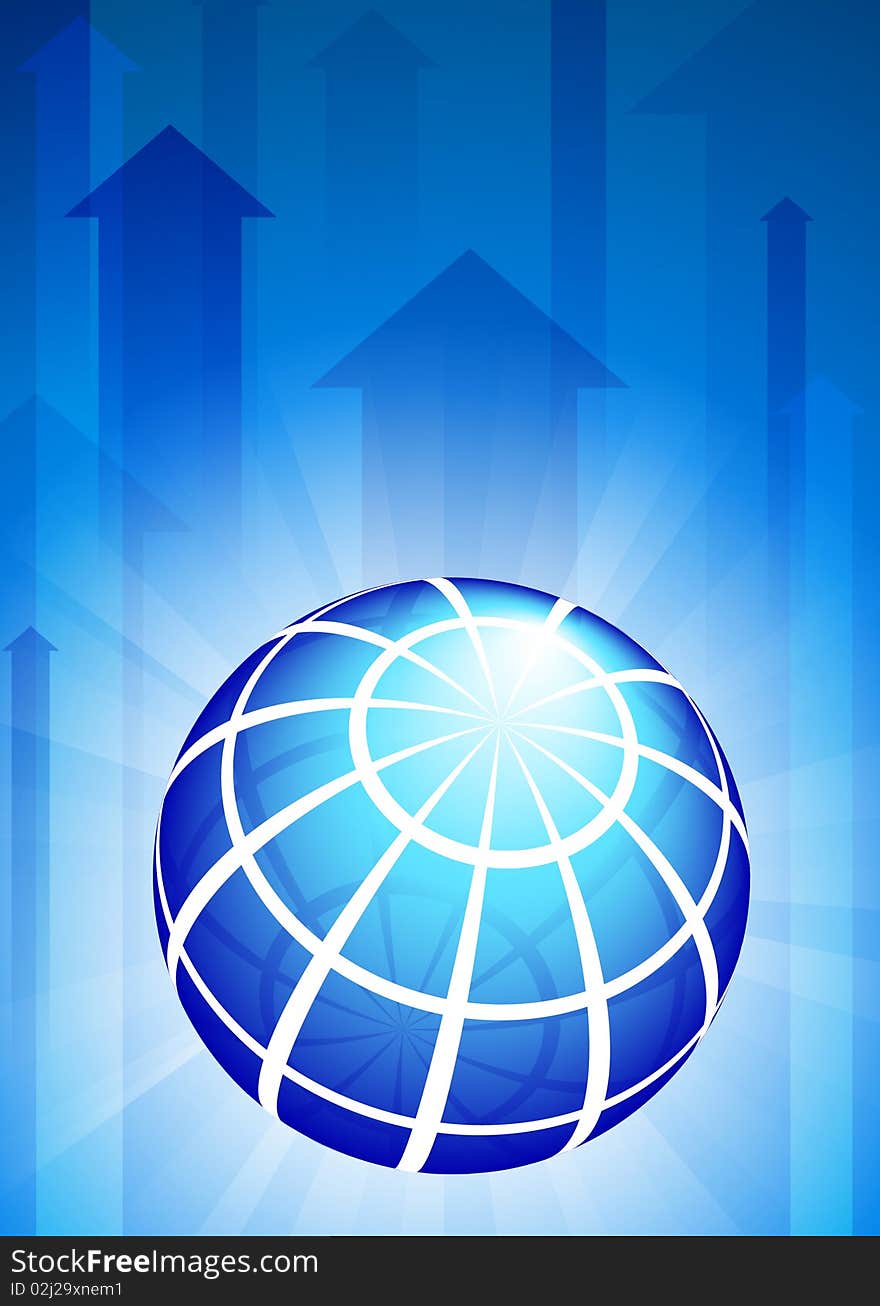 Globe On Blue Arrow Background