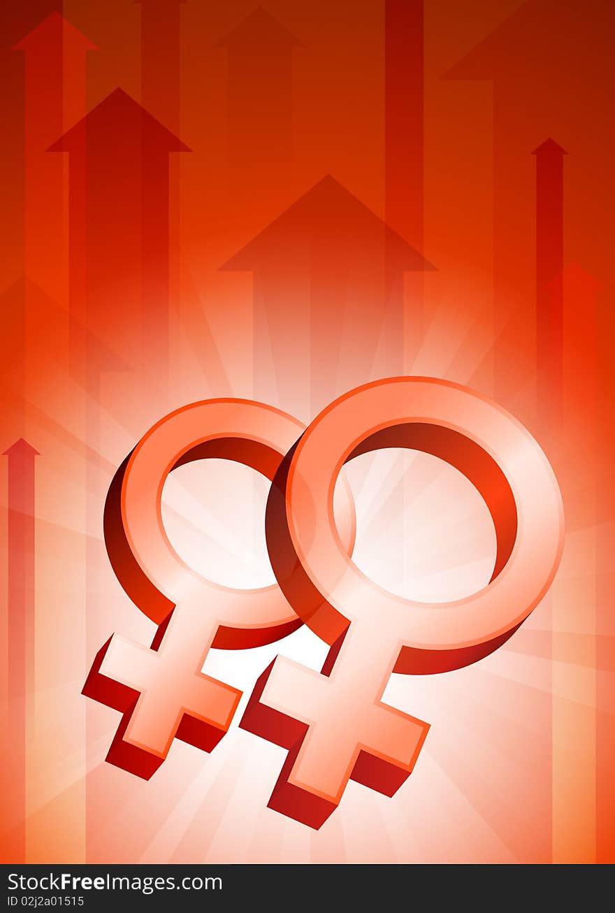 Lesbian Symbols On Red Arrow Background