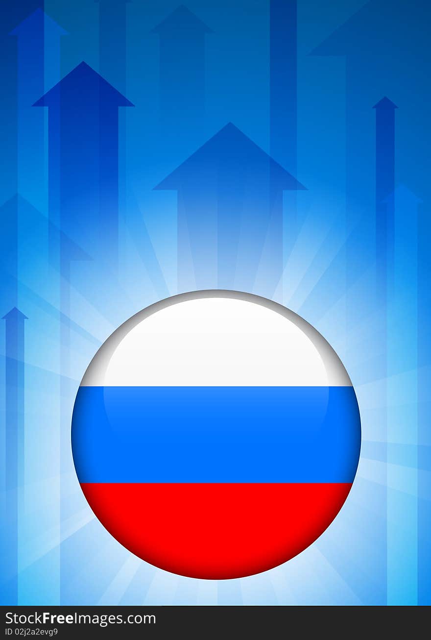 Russia Flag Icon On Internet Button