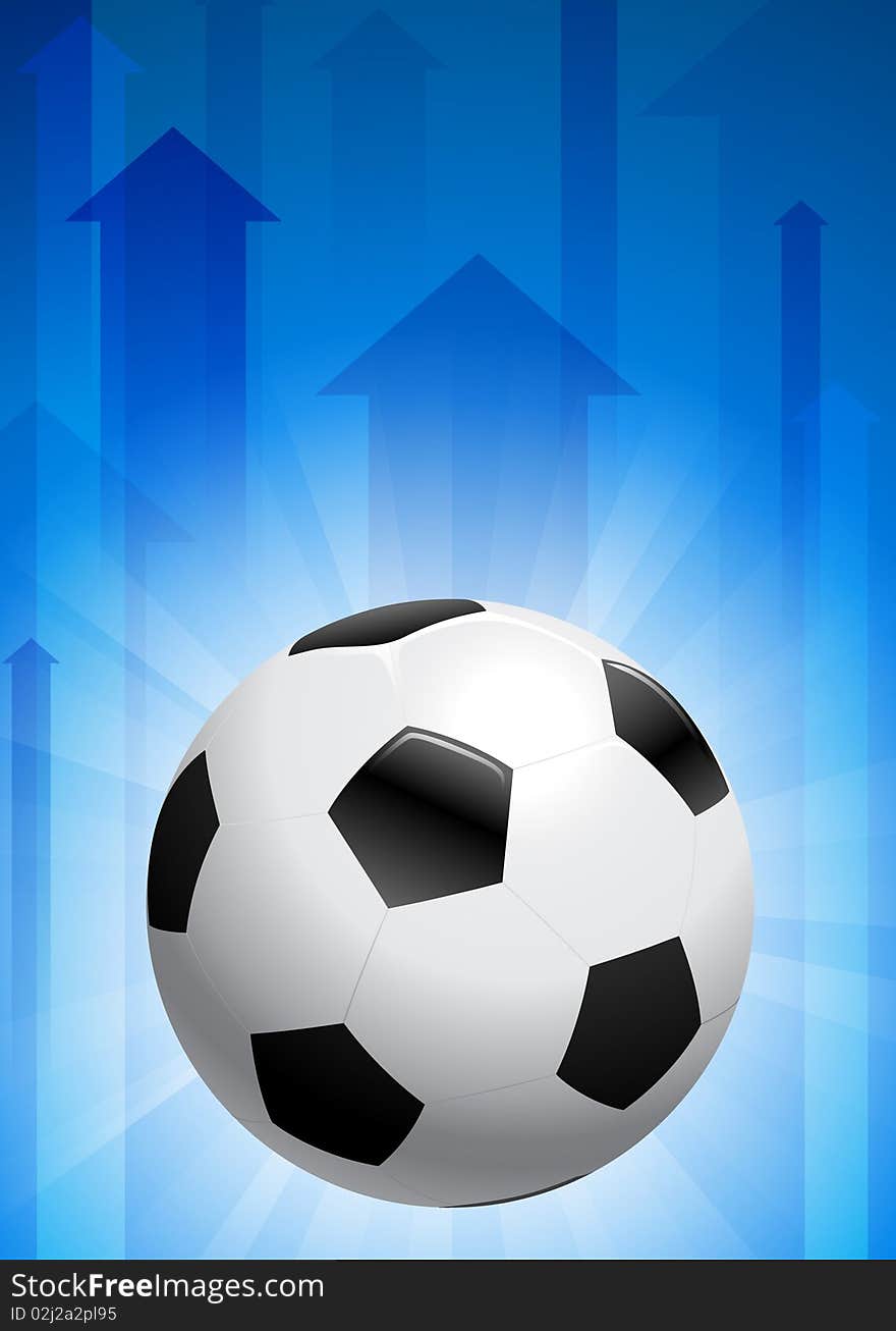 Soccer Ball On Blue Arrow Background