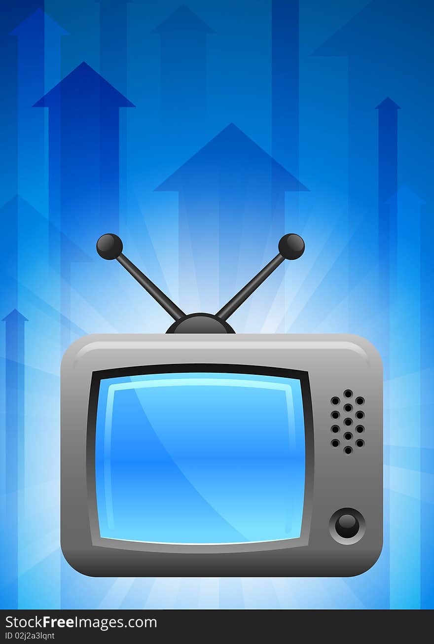 Television on Blue Arrow Background