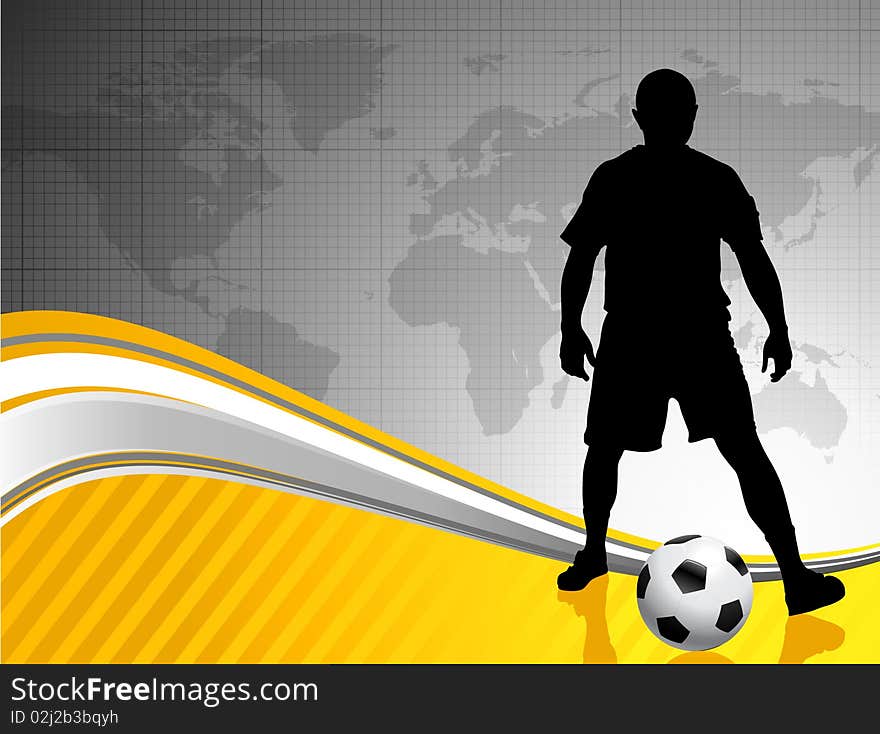 Soccer Player with World Map Background
Original Illustration