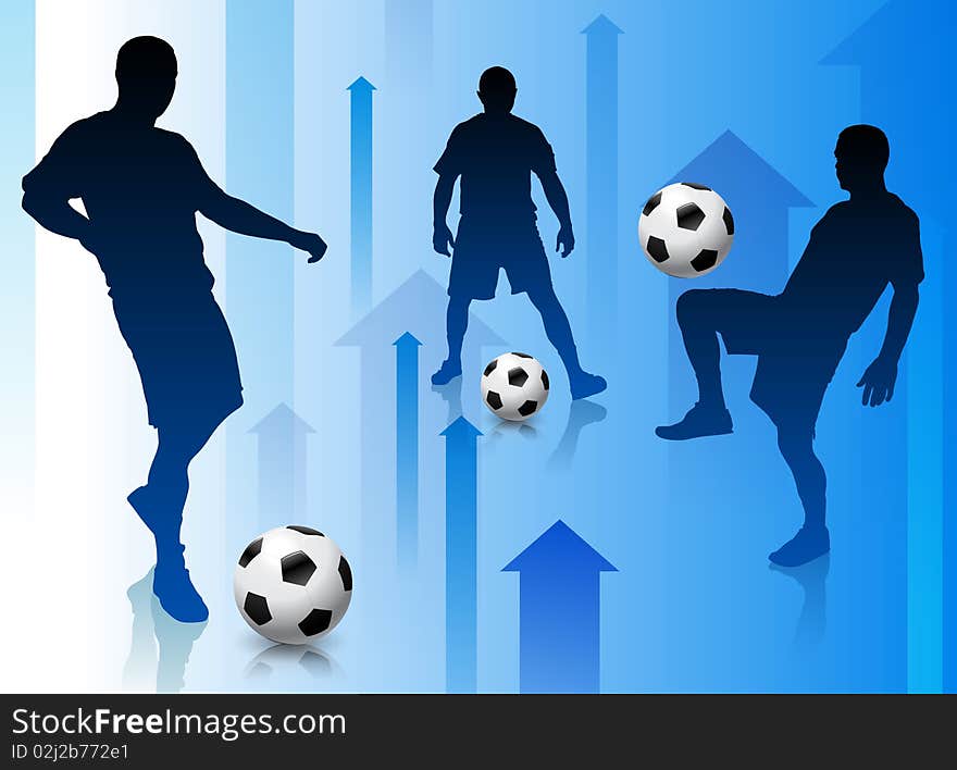 Soccer Player with Abstract Arrow Background