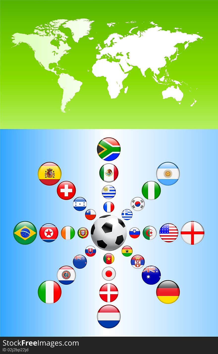 Soccer poster with Flag Buttons Original Illustration