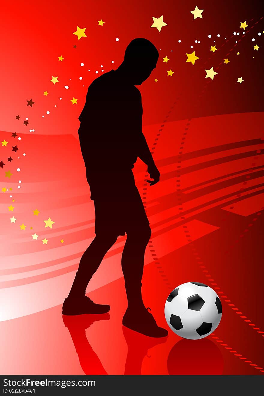 Soccer/Football Player on Red Background