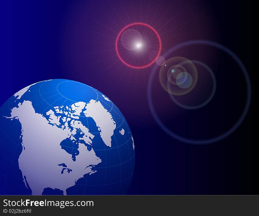 Globe on Lens Glare Background
Original Illustration