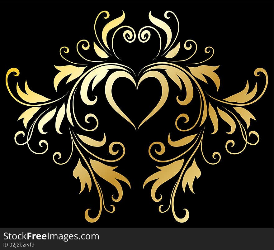 Golden decorative design elements
original illustration