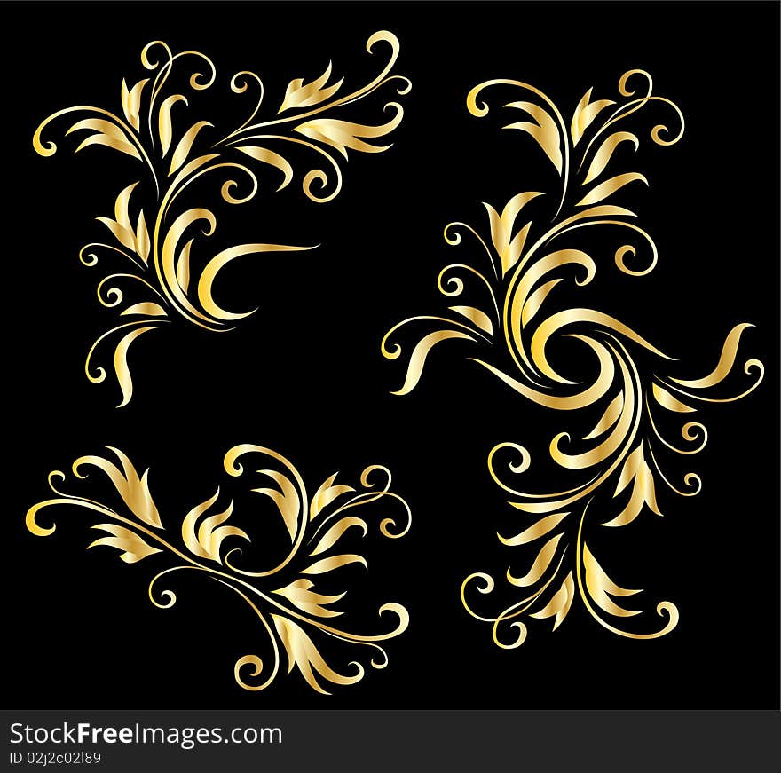 Golden decorative design elements
original illustration