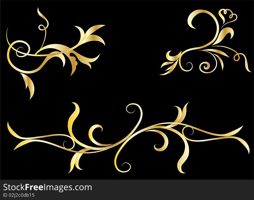 Golden decorative design elements
original illustration