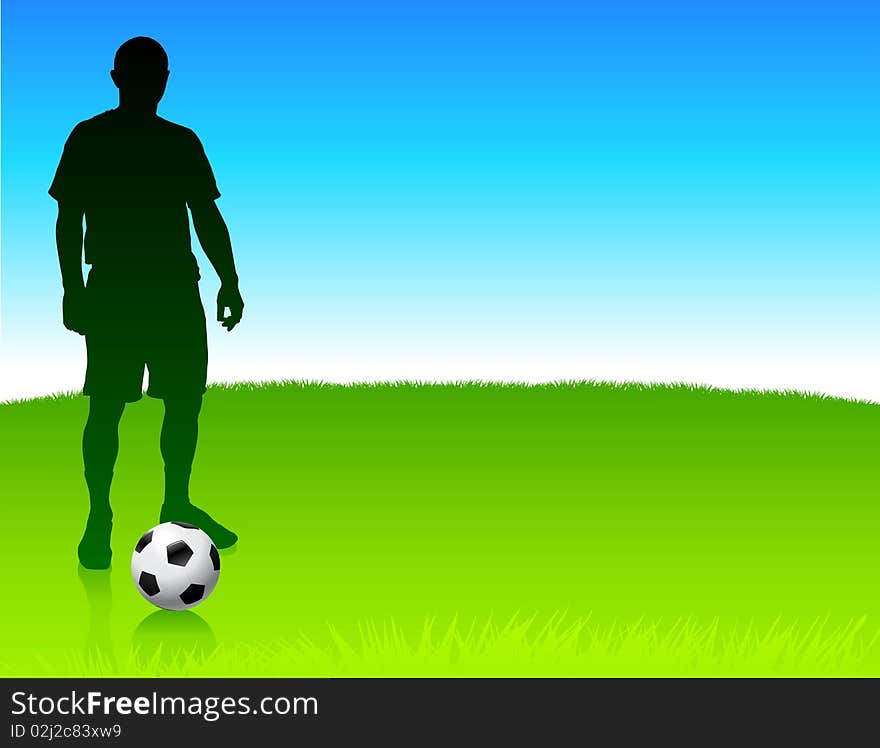 Soccer player on nature park background