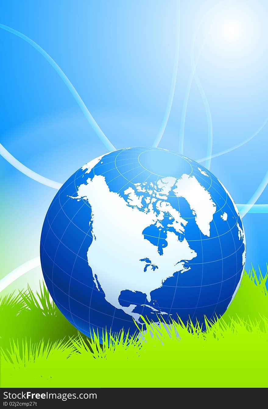 Globe on Abstract Nature Background