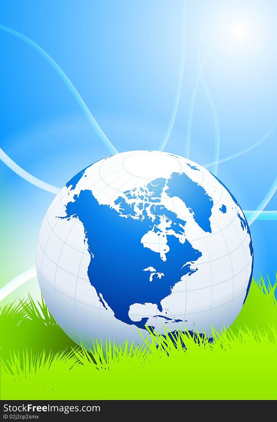 Globe On Abstract Nature Background