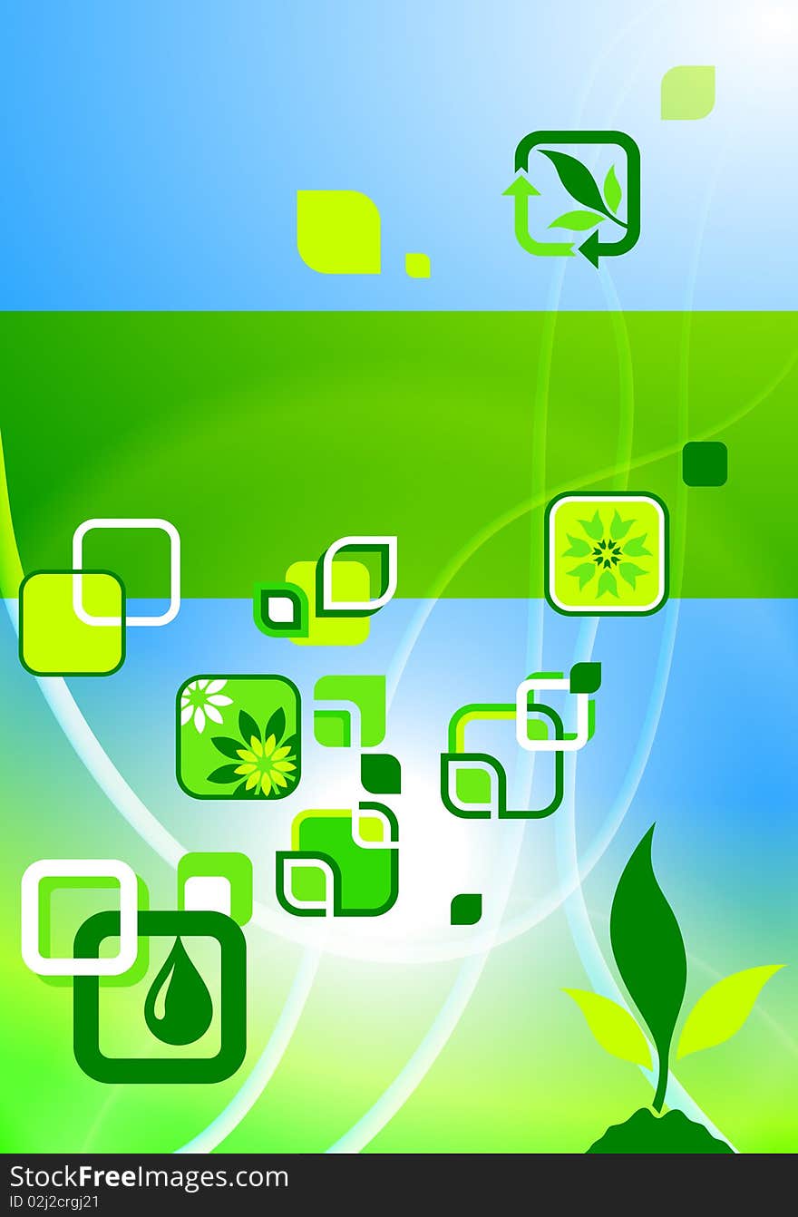 Environmental Icons On Nature Poster Background