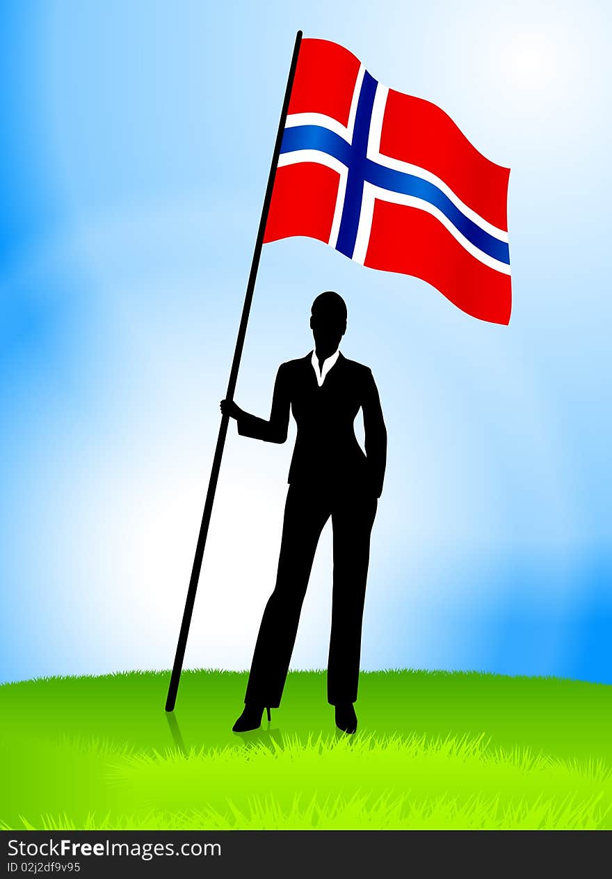 Businesswoman Leader Holding Norway Flag
Original Illustration