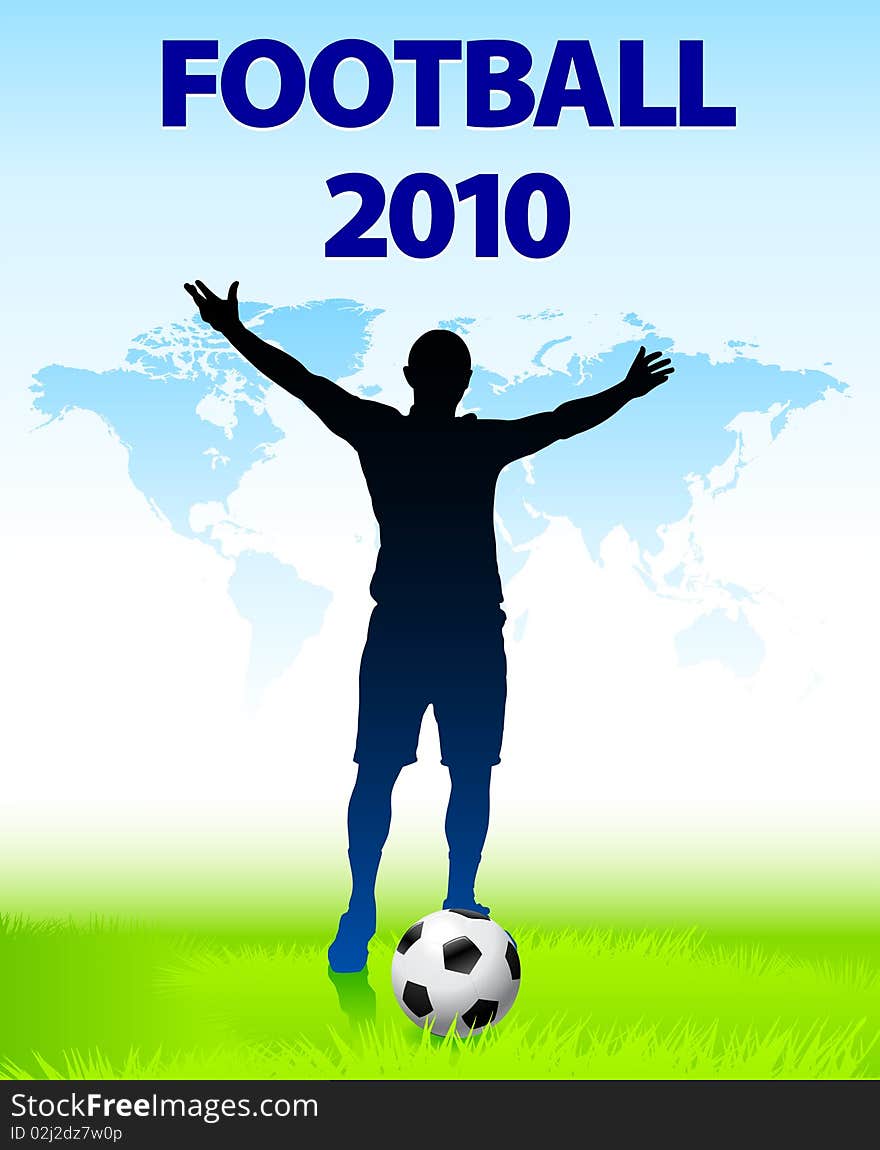 Soccer Player with World Map Background