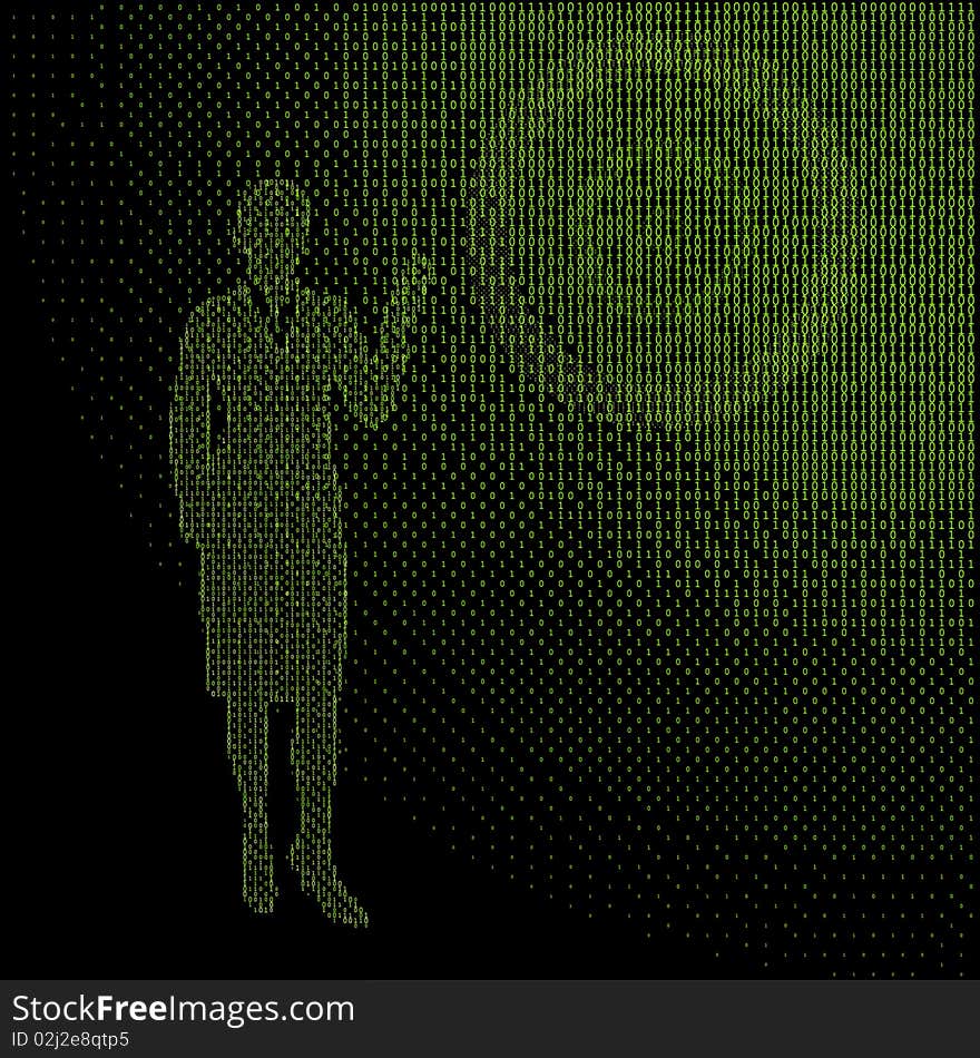 Binary Matrix Young businesswoman silhouette