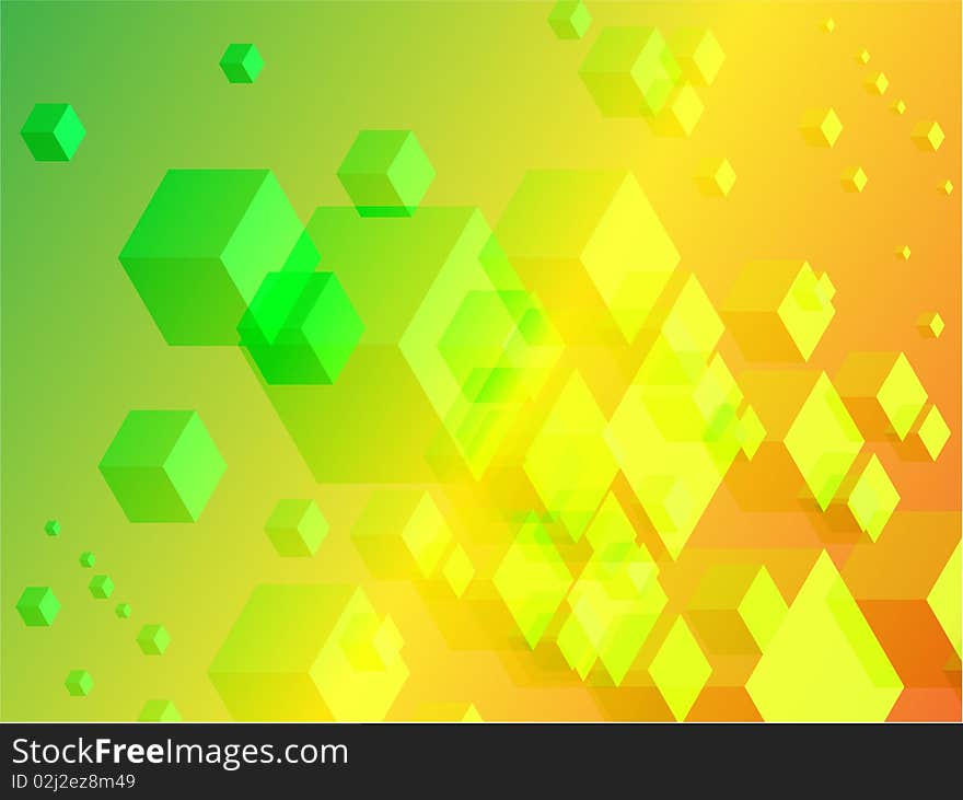 3D Cubes on Colorful Abstract Background Original Illustration