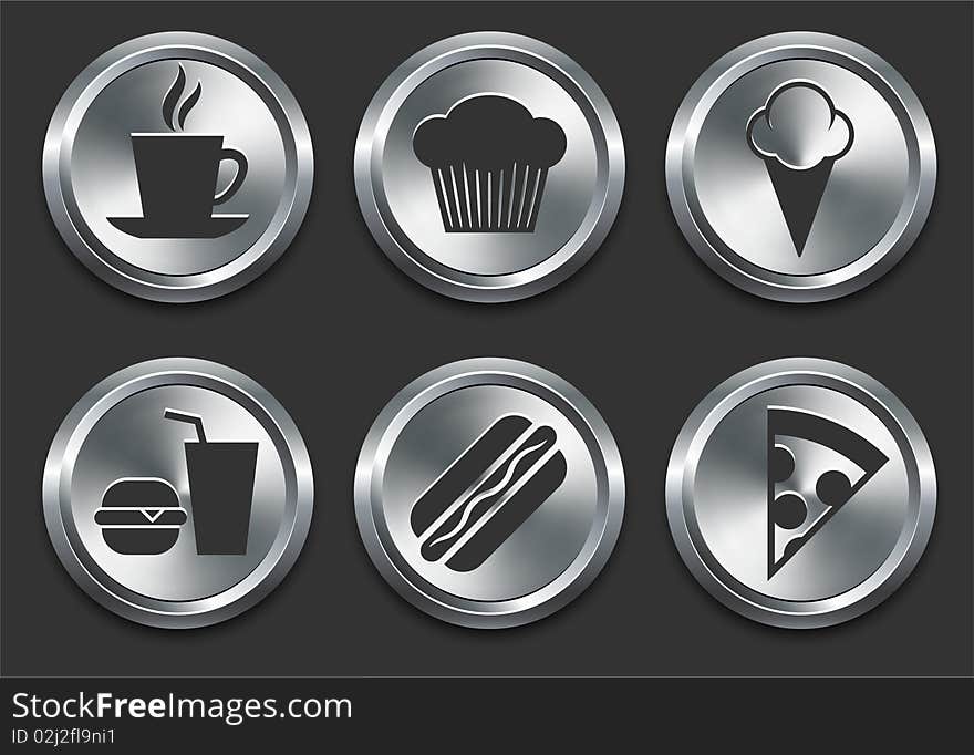 Food Icons on Metal Internet Button