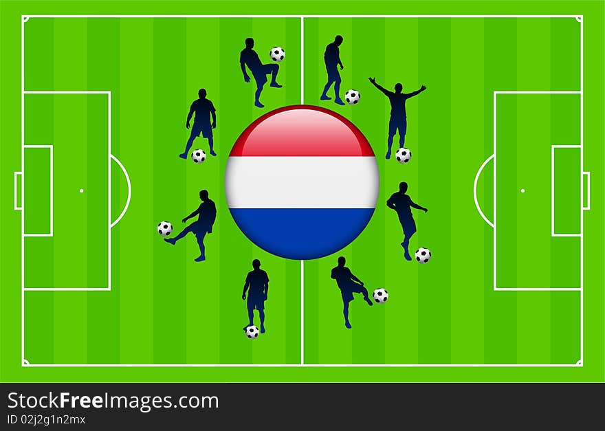 Netherlands Flag Icon With Soccer Match