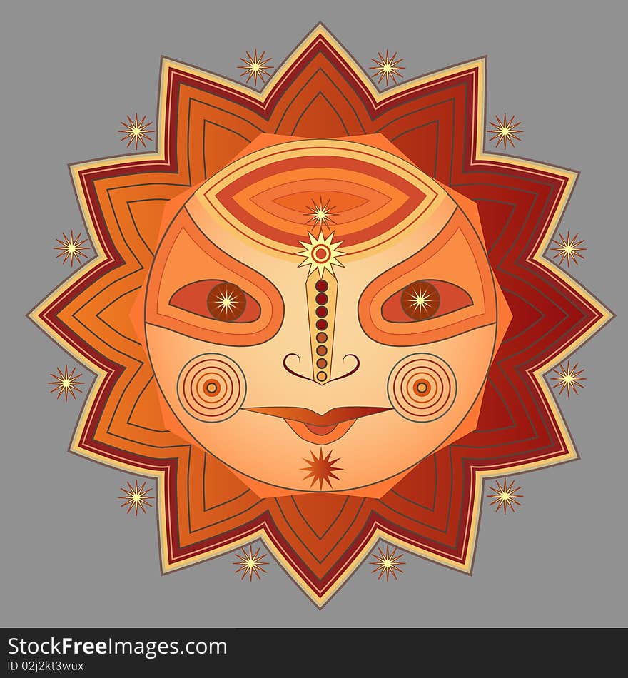 Ornamental stylized sun shaped pattern. Ornamental stylized sun shaped pattern.