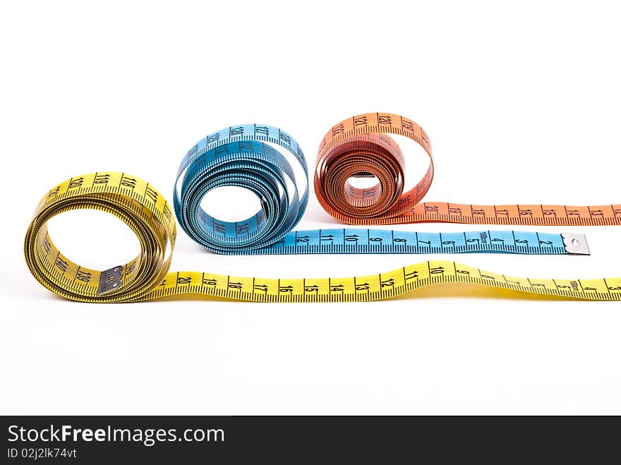 Measuring tapes isolated on white