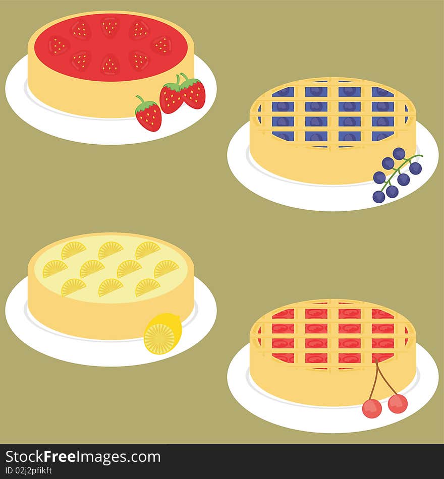 Four different fruit pies