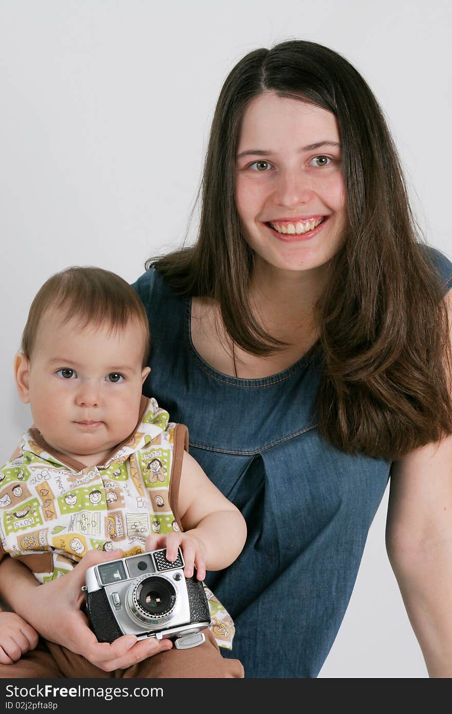 Boy and mother at studio