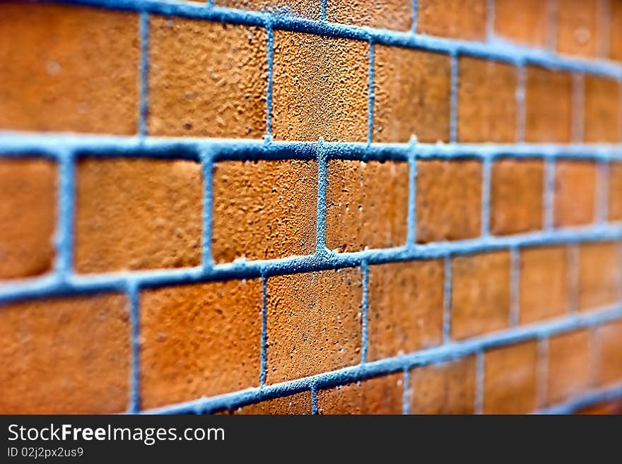 Brick wall with vivid colors