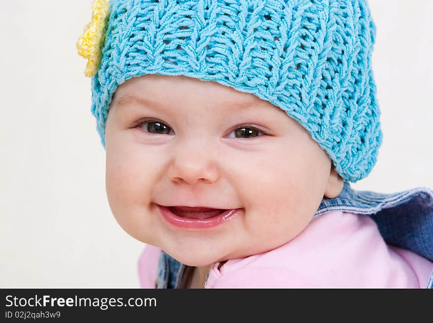 Happy baby girl at studio. Happy baby girl at studio