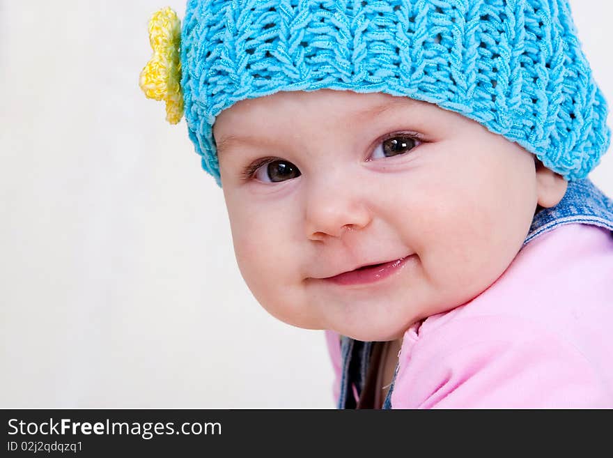 Happy baby girl at studio. Happy baby girl at studio