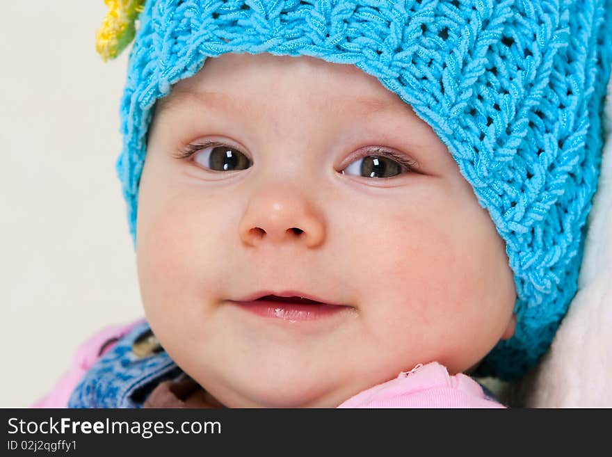 Happy baby girl at studio. Happy baby girl at studio